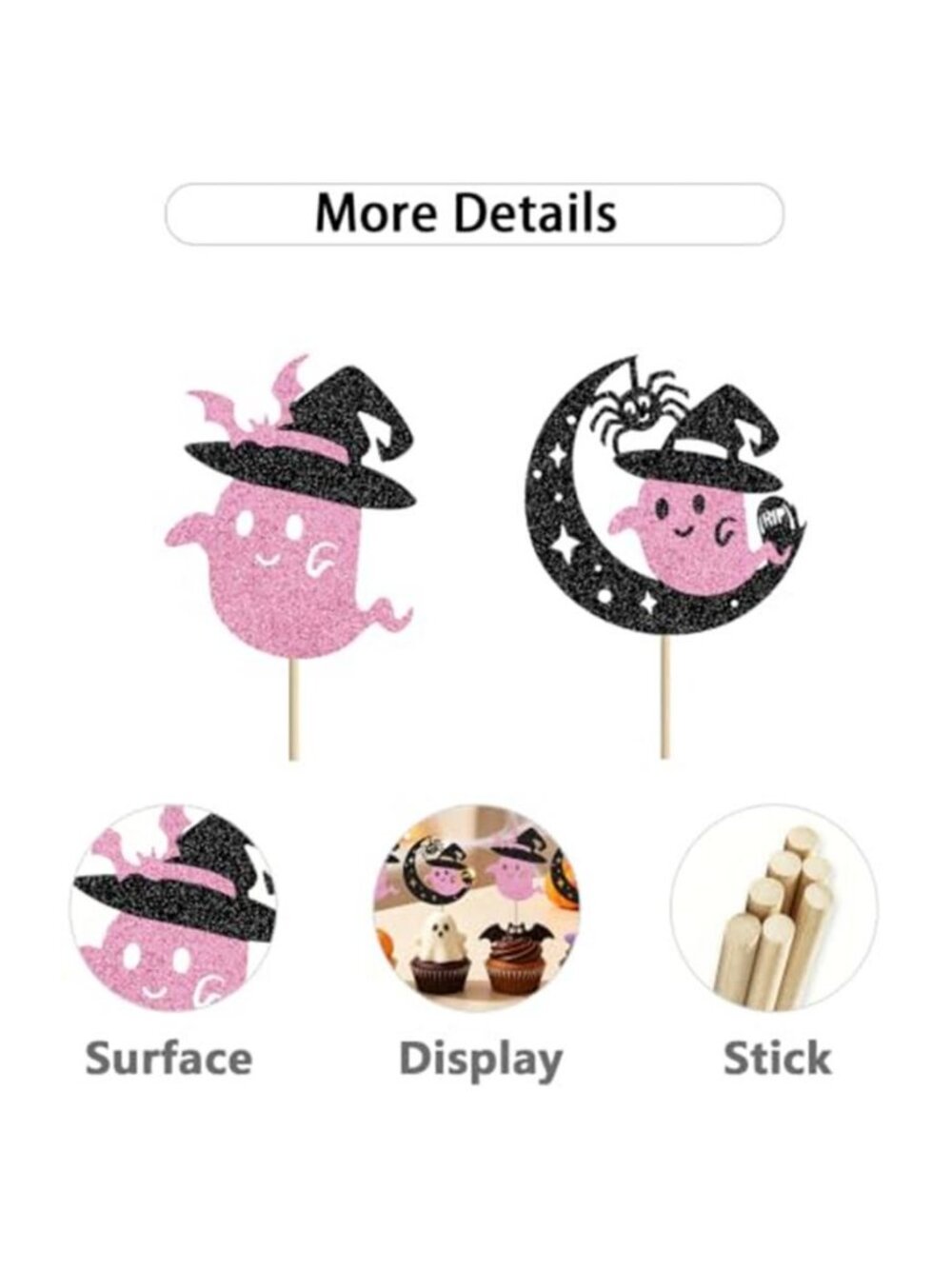 Halloween Cupcake Toppers Glitter Ghost Cupcake Picks, Festive Decorations for - Picture 4 of 7